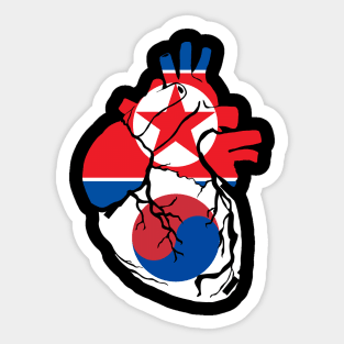 North and South Korea flag heart Sticker